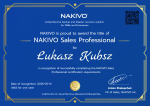Nakivo Certificate 2026-2027